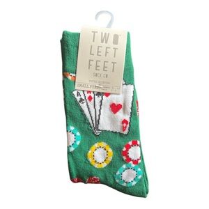 🆕Two Left Feet Sock Co. Green Poker Socks. NWT